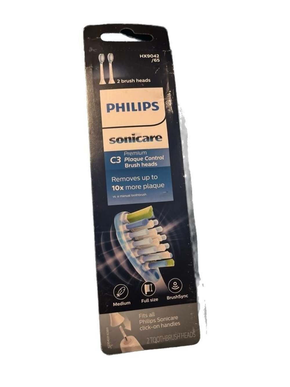 2pk HX9042/65 Philips Sonicare C3 Premium Plaque Control 2 Brush Heads EA (G2) 7